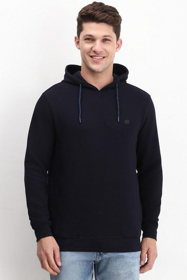 solid polyester hooded mens sweatshirt