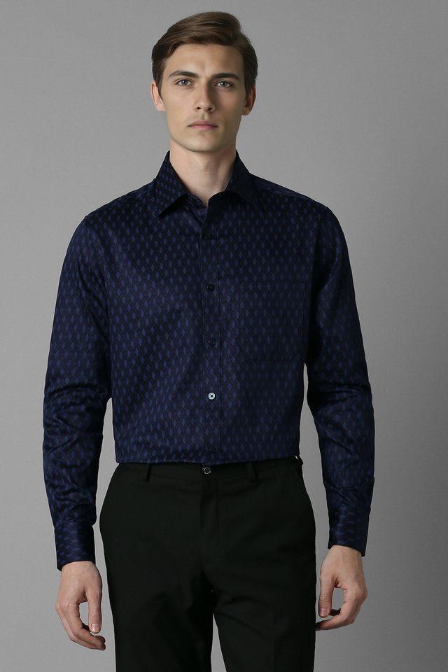 printed cotton regular fit mens formal wear shirt