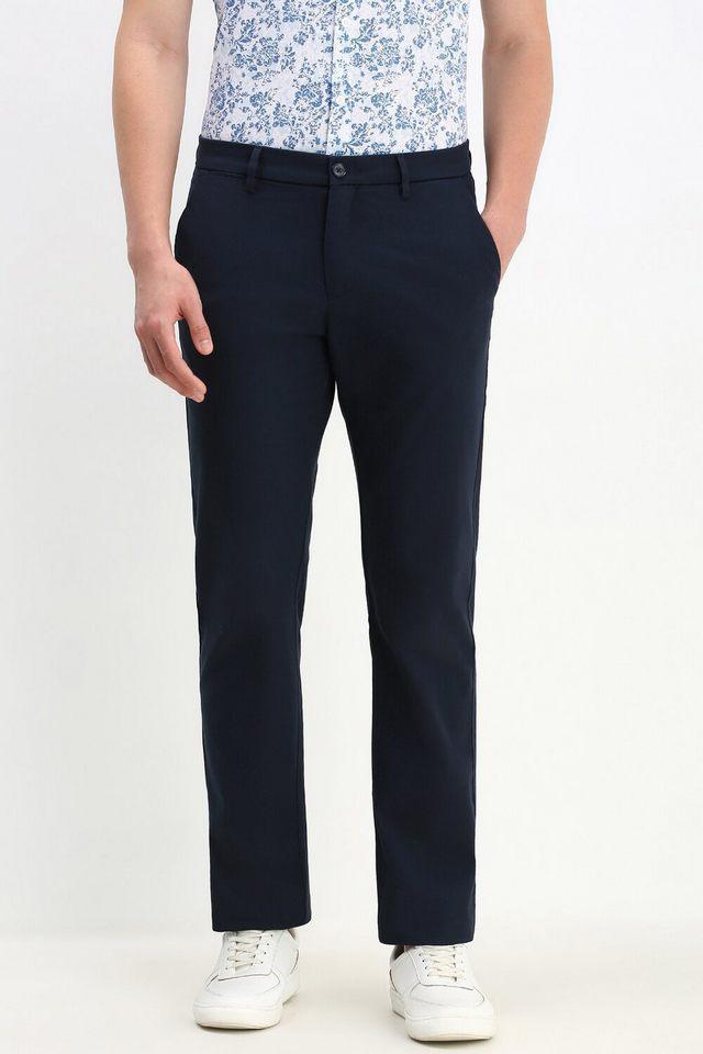 textured cotton blend regular fit mens formal wear trousers