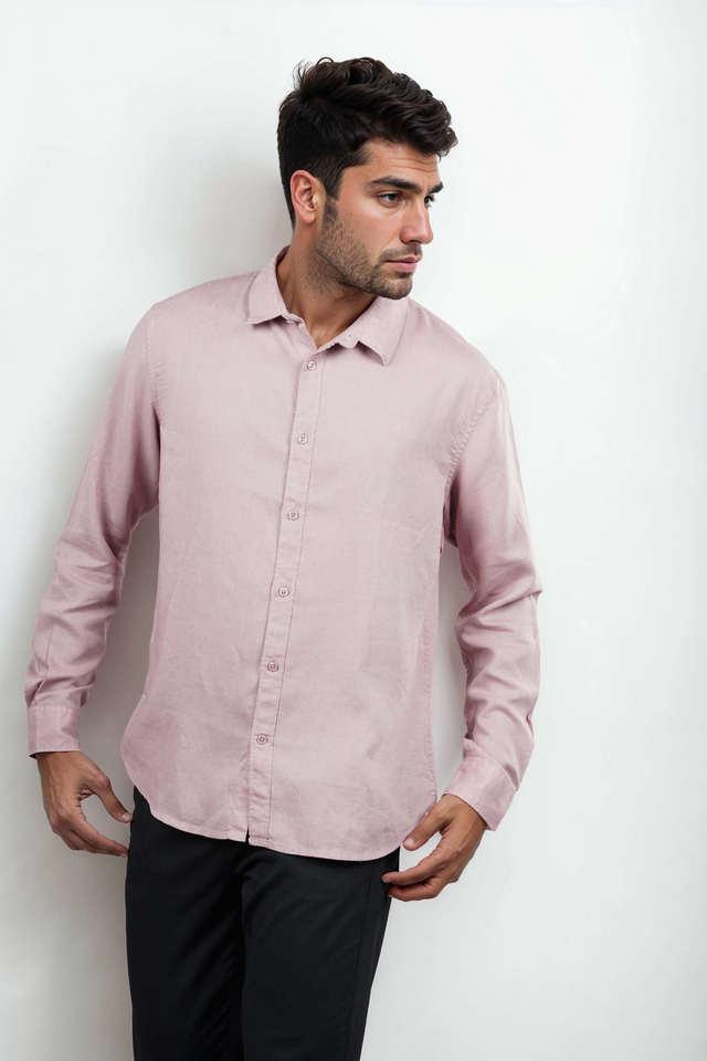 solid linen blend regular fit mens casual wear shirt