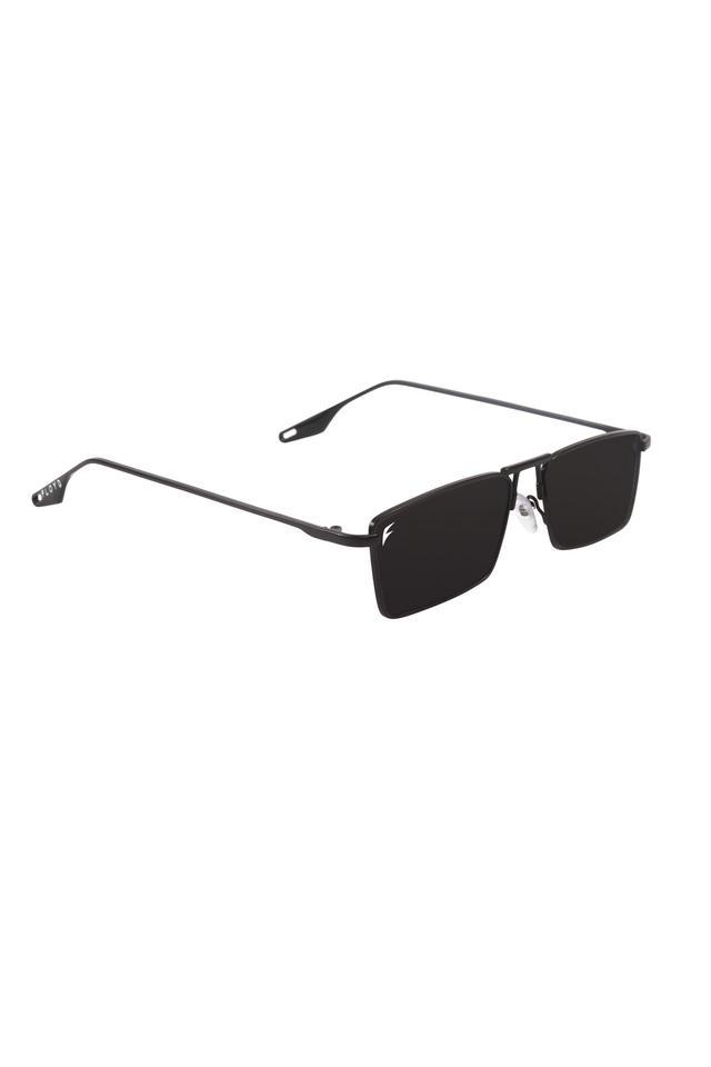 black frame black lens uv protected fashion square sunglasses