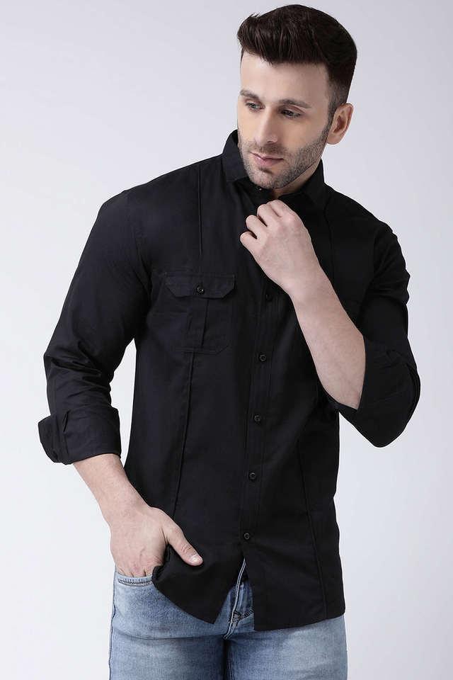 solid cotton slim fit mens casual shirt