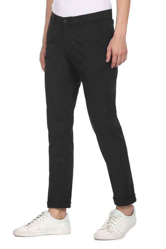 solid blended fabric slim fit mens formal trousers