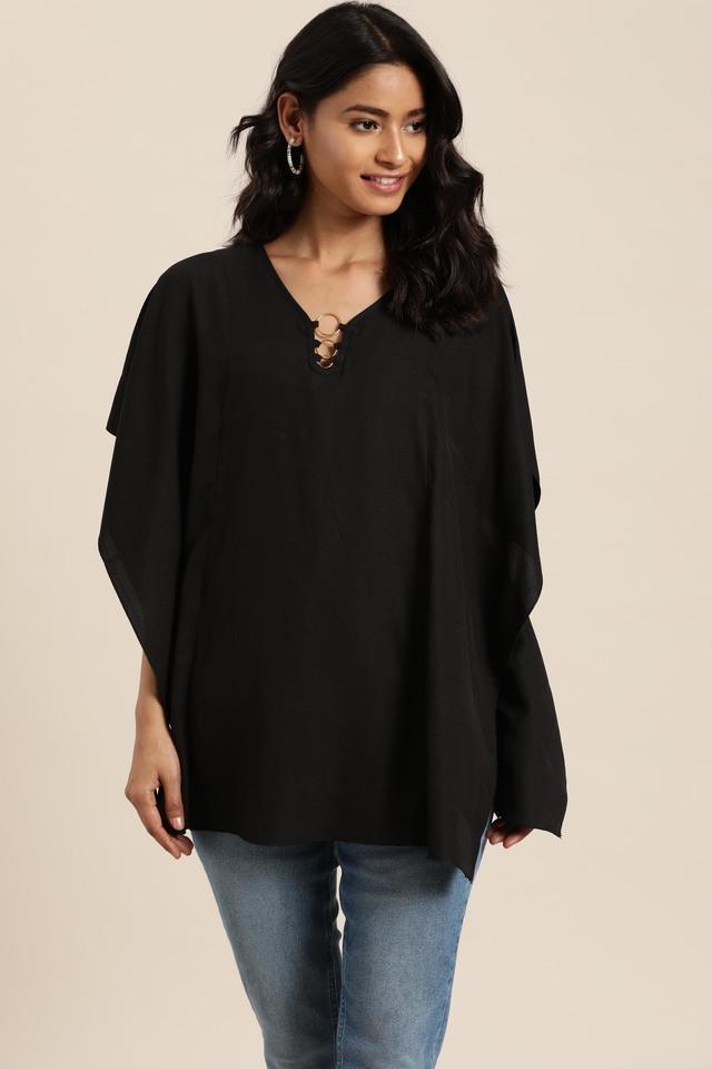 solid crepe v neck womens tunic