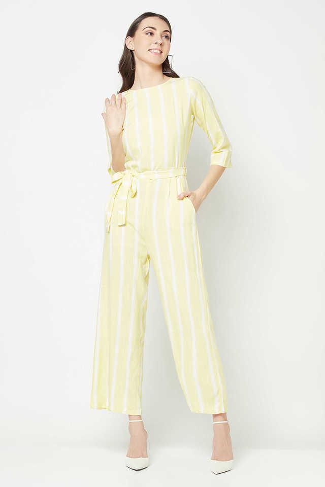 stripes 3_4 sleeves lyocell womens jumpsuit