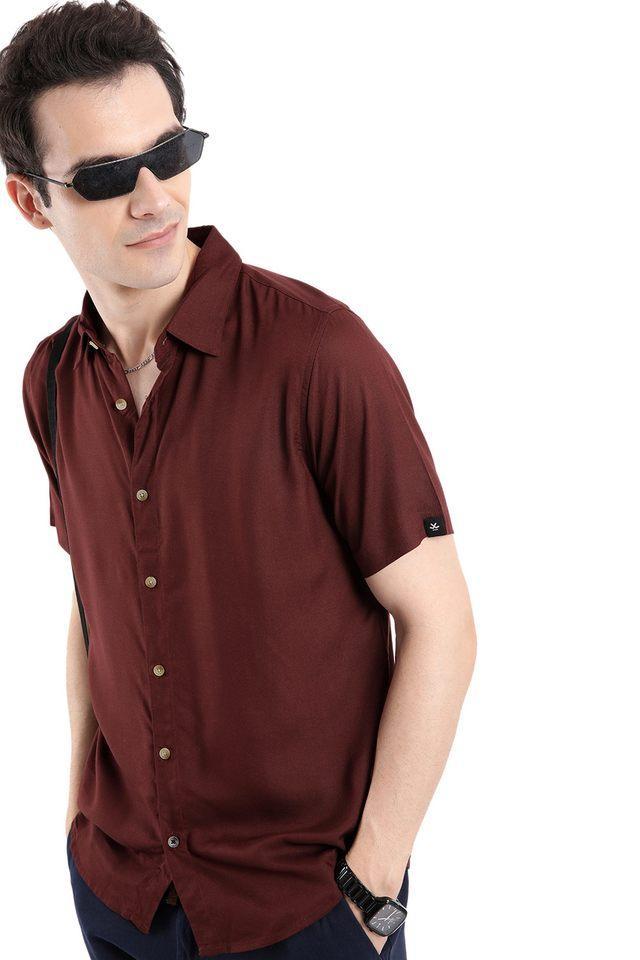 solid viscose regular fit mens casual shirt