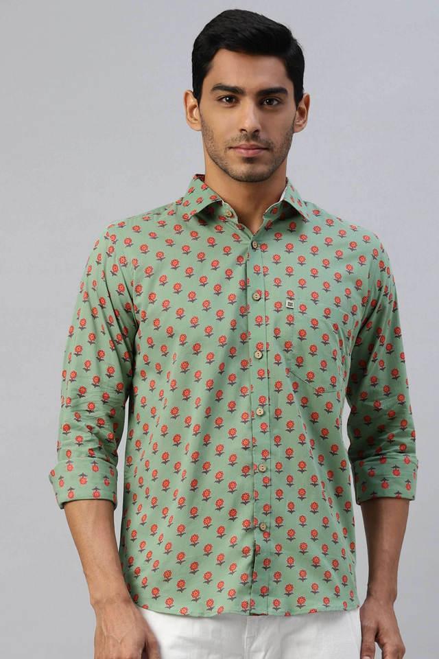 printed cotton regular fit mens casual shirt