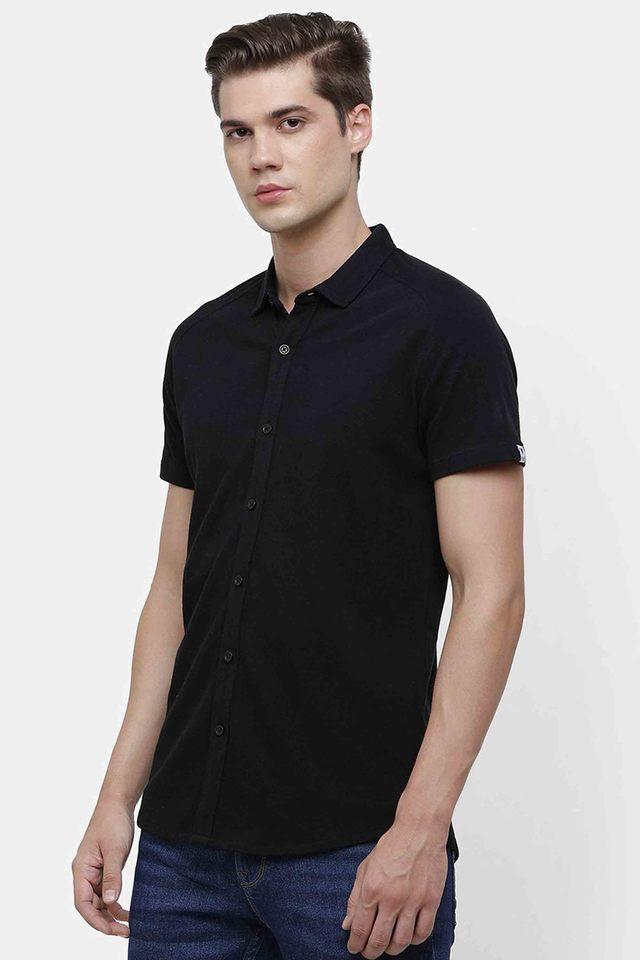 solid cotton slim fit mens casual shirt