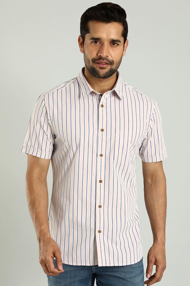 stripes cotton regular fit mens casual wear shirt