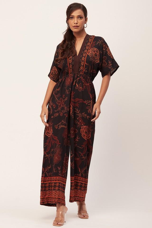 block print rayon regular fit womens jumpsuit