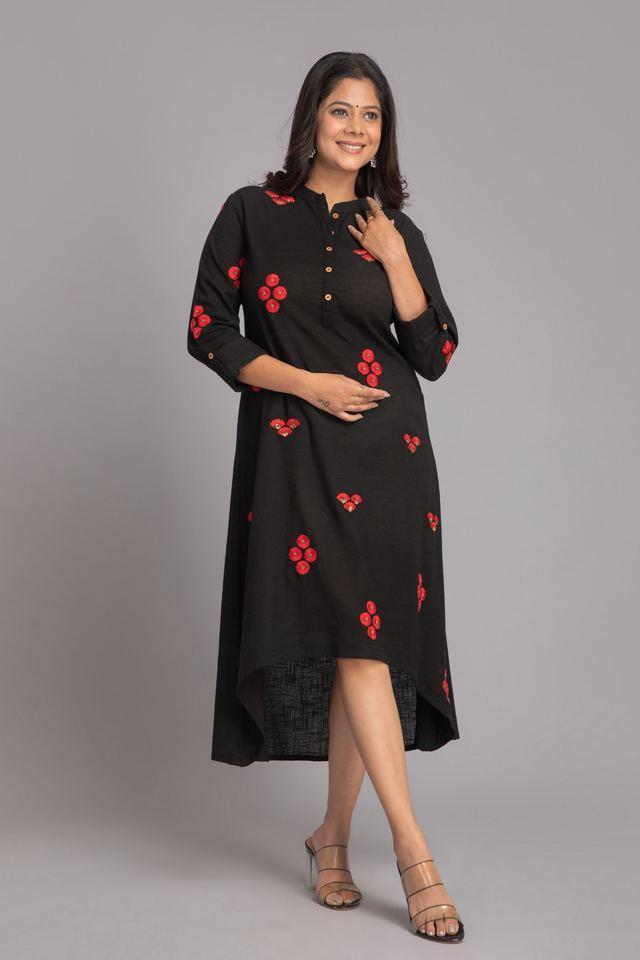 embroidered cotton v-neck womens casual wear kurti