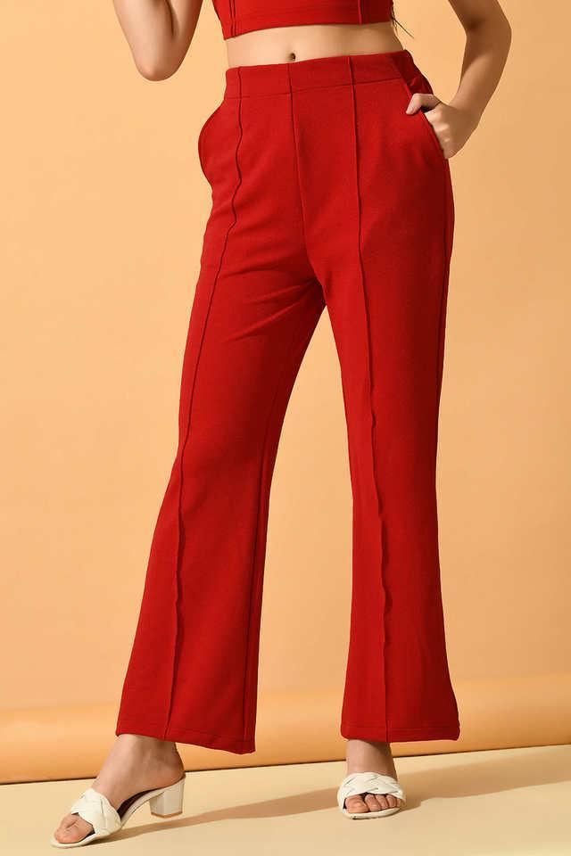 solid lycra relaxed fit womens trousers