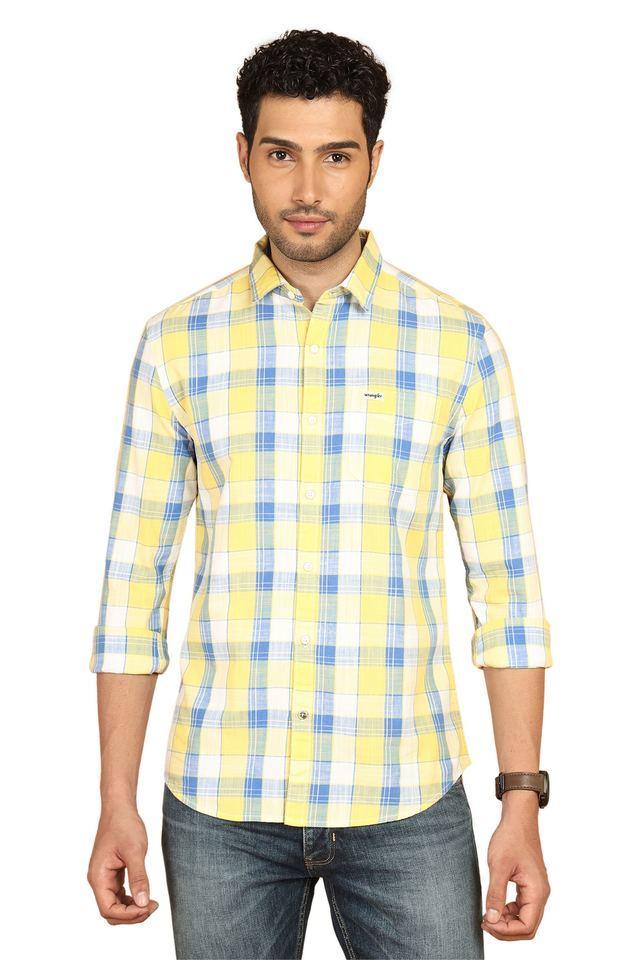 checks cotton regular fit mens casual wear shirt