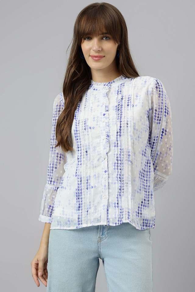 printed polyester regular fit womens shirt