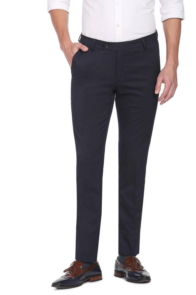 solid polyester blend tailored fit mens work wear trousers