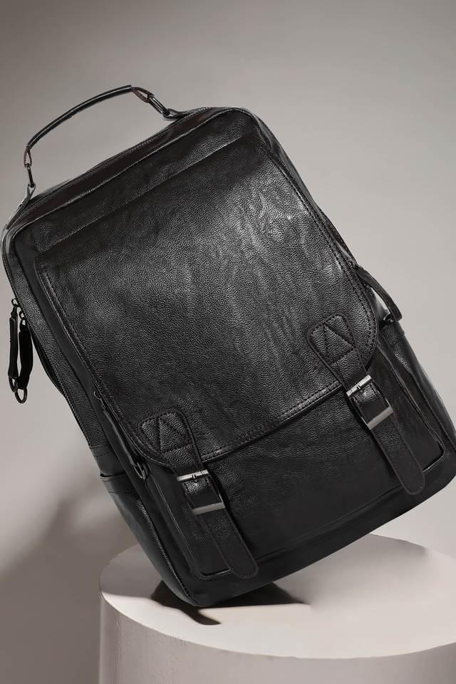 zipper leather mens casual wear backpack