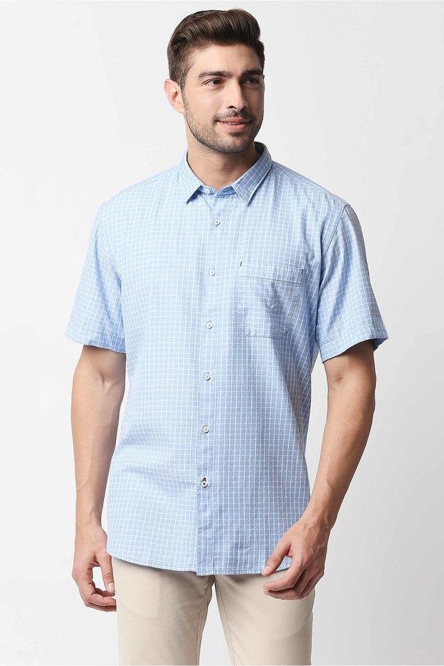 checks cotton slim fit mens casual shirt