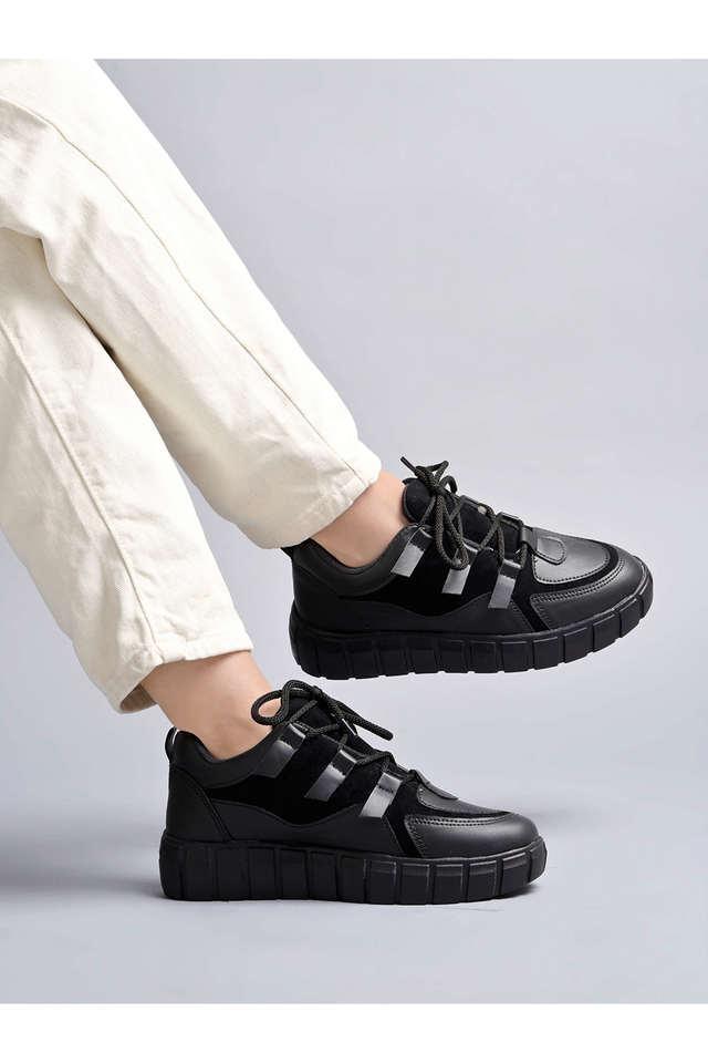 stylish lace up black colored womens _ girls sneaker