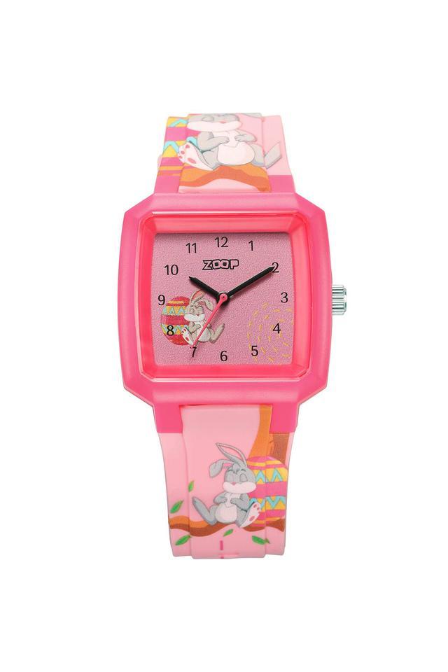 forest story 39 mm pink dial silicone analogue wrist watch for unisex - 26039pp03w