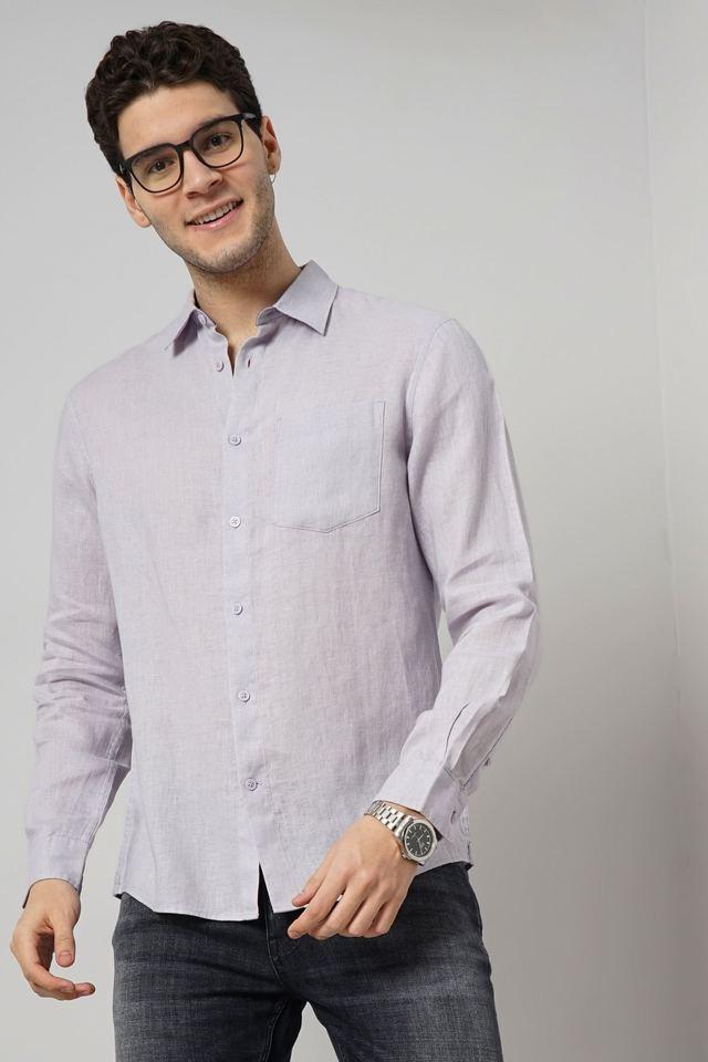 textured linen regular fit mens casual wear shirt