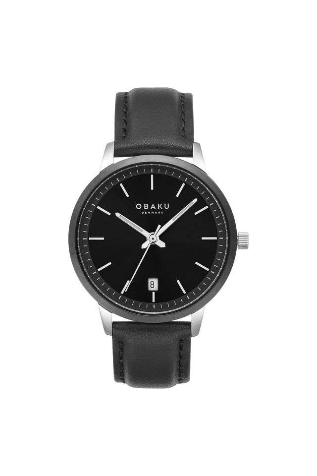 tern lille 42 mm black dial leather analog watch for men - v270gdabrb