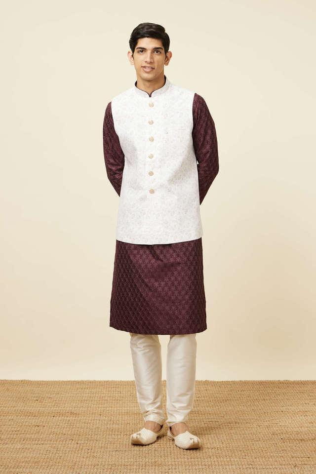 printed linen regular fit mens nehru jacket