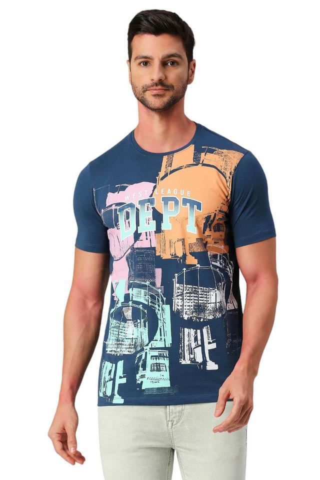 printed cotton round neck mens t-shirt