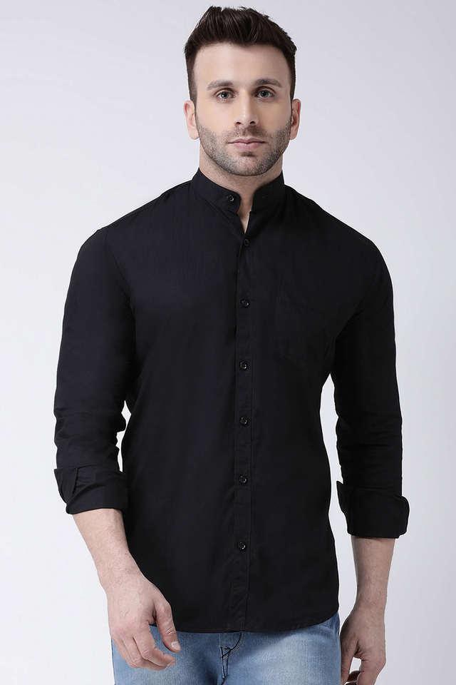 solid cotton slim fit mens casual shirt