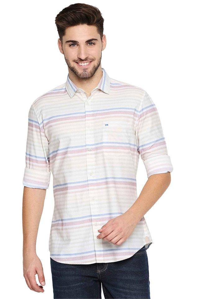 stripes cotton slim fit mens casual shirt