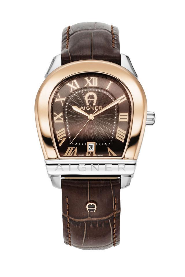 siena 40 - 48.5 mm brown dial leather analogue wrist watch for men - aiagw244005w