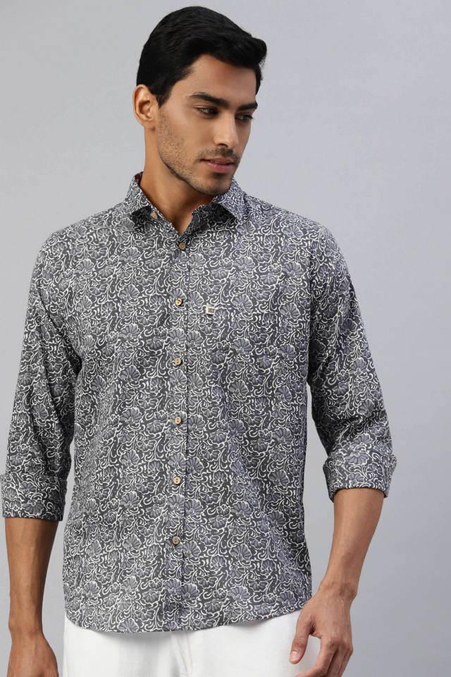 printed cotton regular fit mens casual shirt