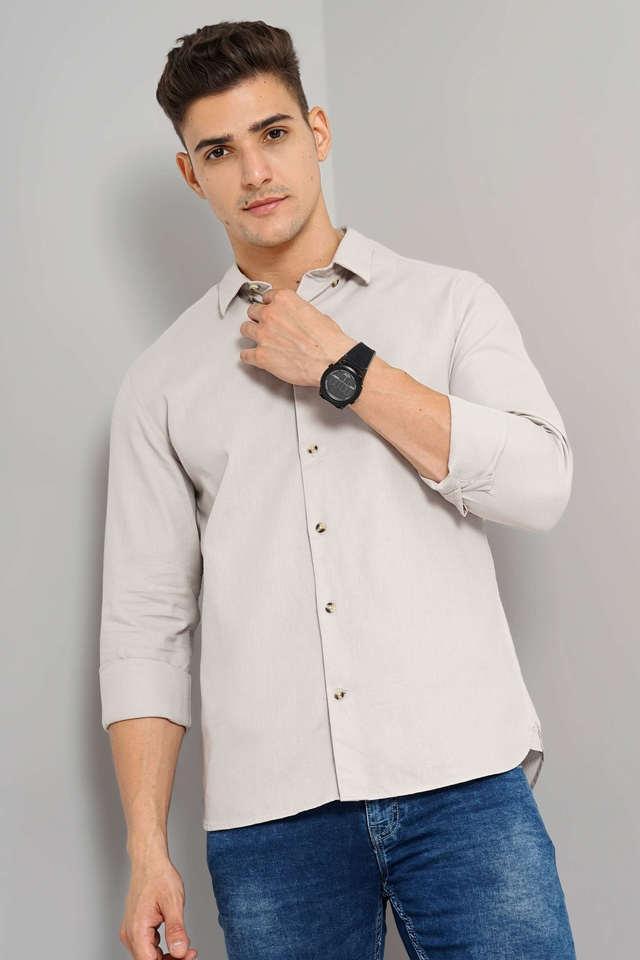 solid cotton regular fit mens casual shirt