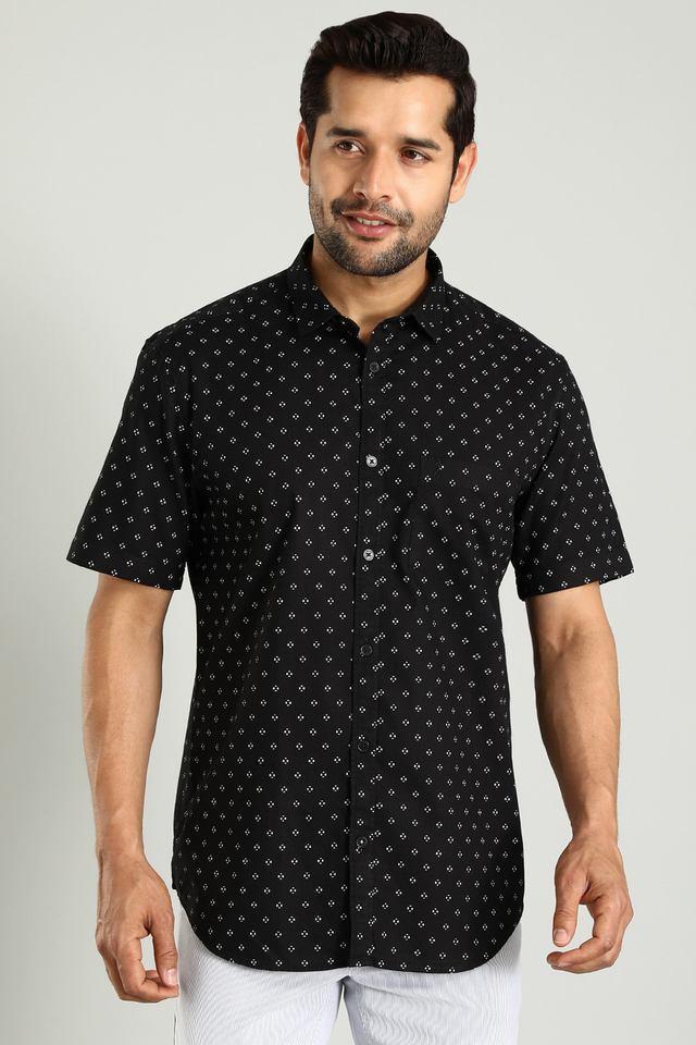 printed cotton slim fit mens casual shirt