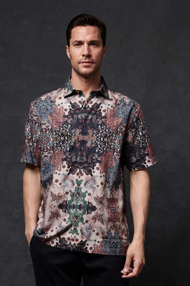 printed cotton regular fit mens casual shirt