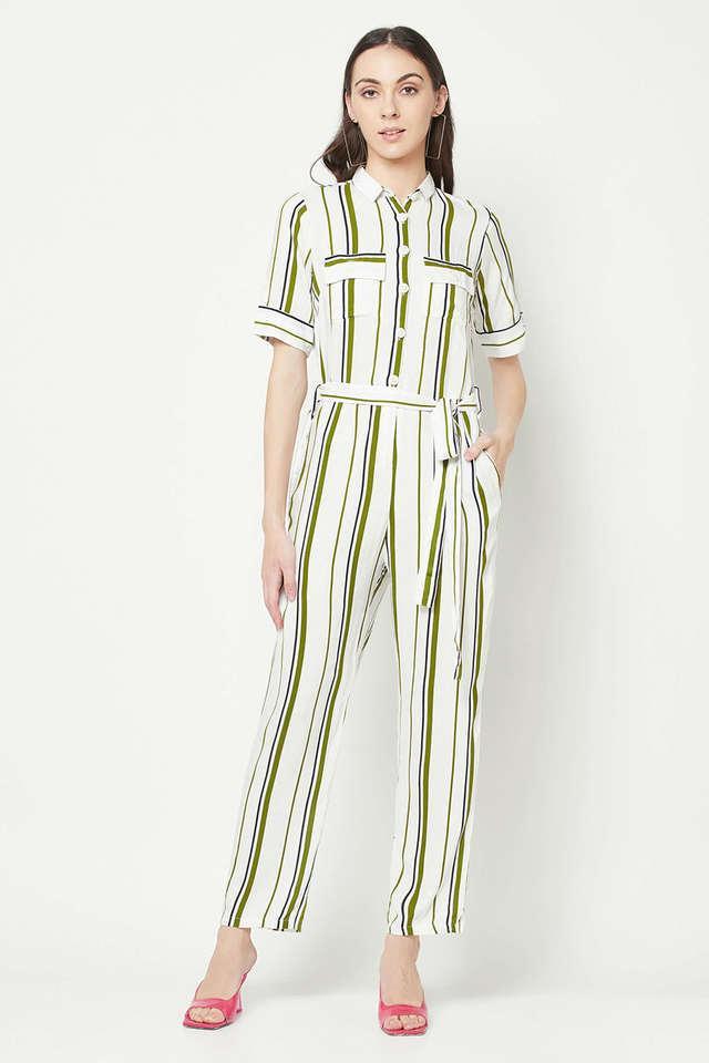 stripes lyocell regular fit womens jumpsuit