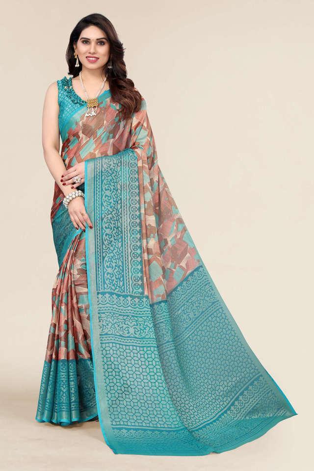 printed brasso party wear womens saree