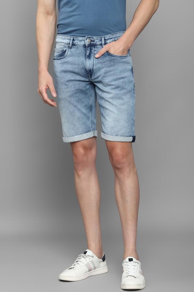 solid cotton blend button mens shorts