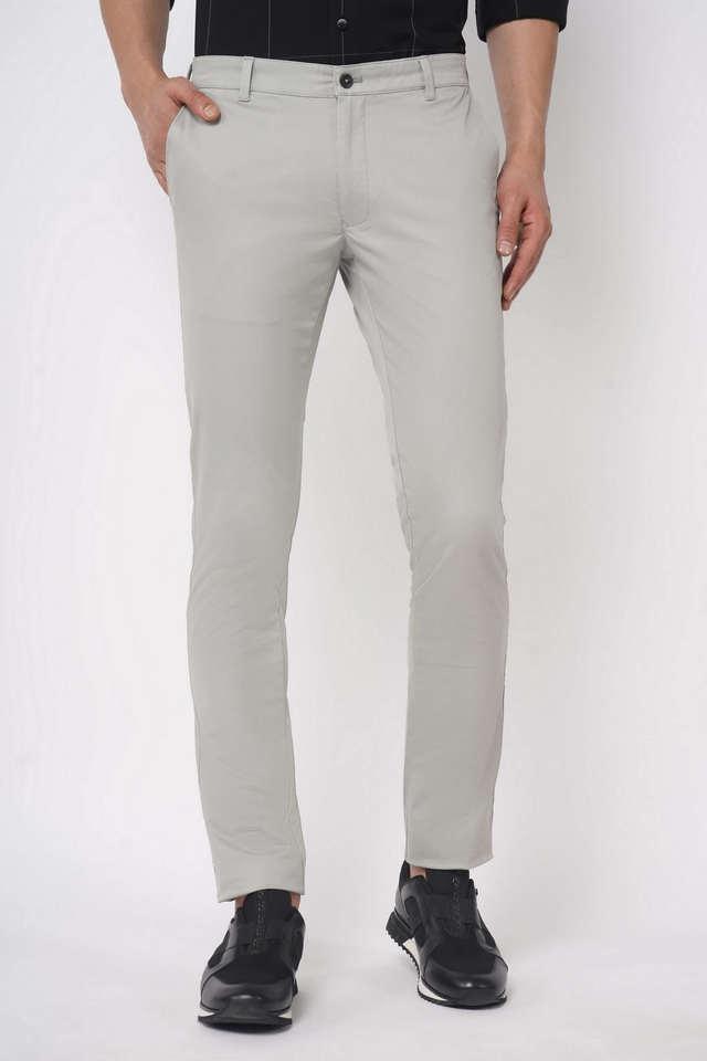 solid cotton super slim fit mens casual trousers