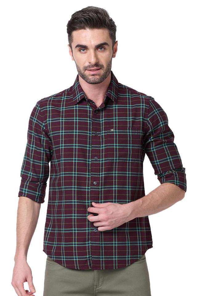 checks cotton regular fit mens casual shirt