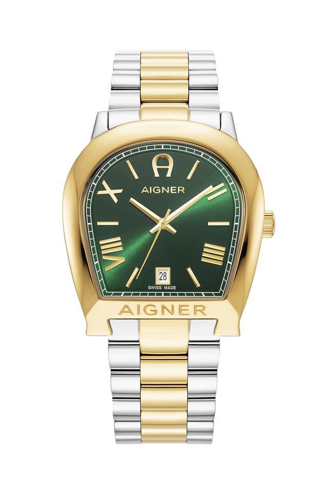 teramo 40 - 46 mm green dial stainless steel analogue wrist watch for men - aiagw247002w