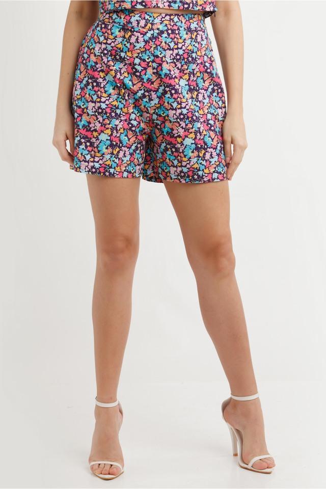 printed cotton regular fit womens casual shorts