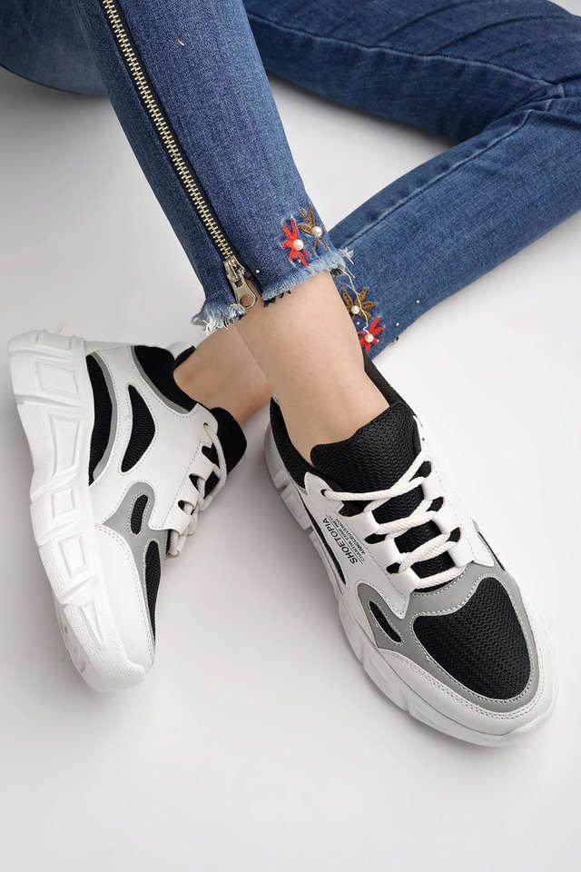 mesh lace up casual sporty look black sneakers