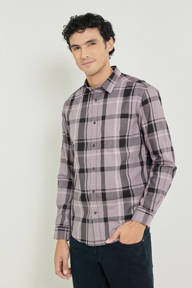 checks cotton slim fit mens casual shirt