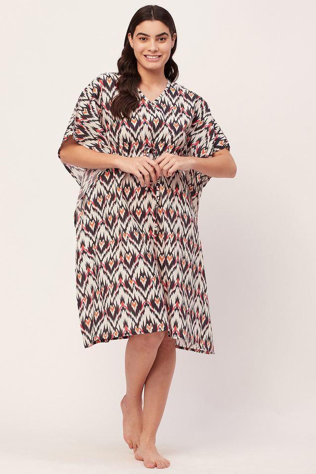 printed kaftan for women v-neck cotton caftan sleep dress