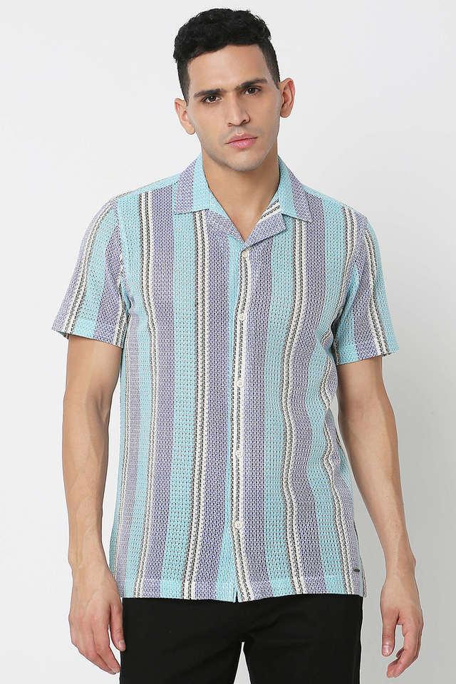 stripes cotton regular fit mens casual shirt