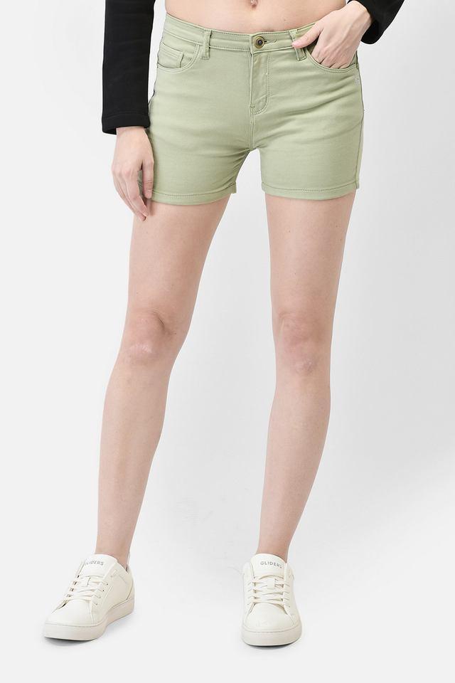 slim fit mid thigh blended fabric womens casual wear shorts