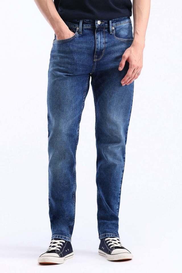 light wash polyester tapered fit mens jeans