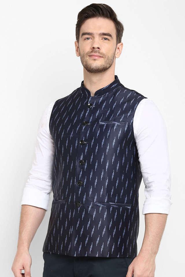 solid cotton blend slim fit mens nehru jacket