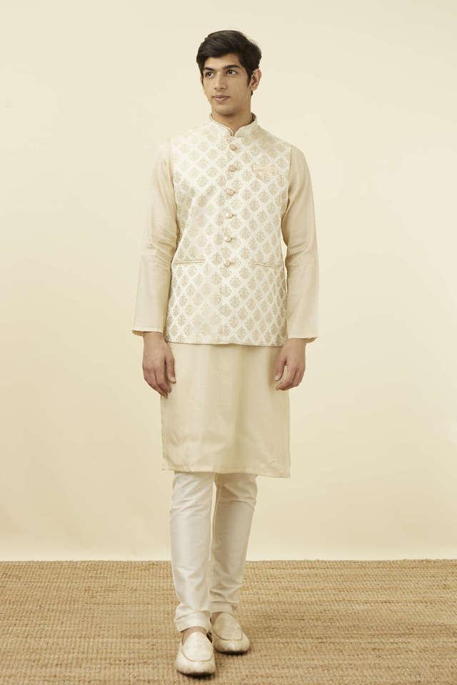 jacquard brocade regular fit mens nehru jacket