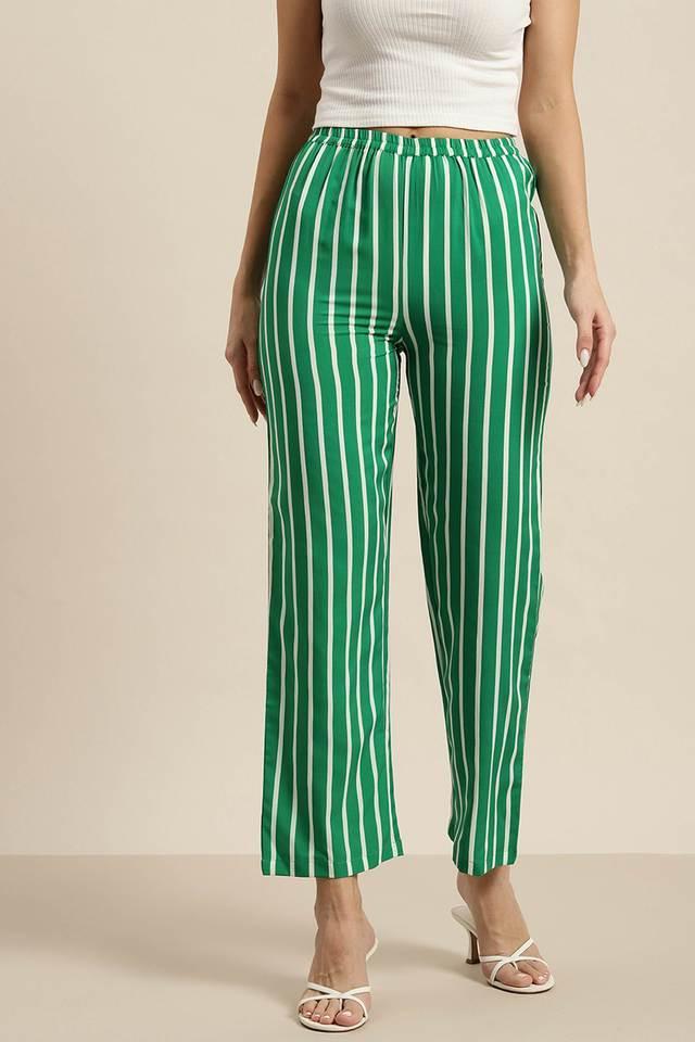 stripes crepe regular fit womens pants